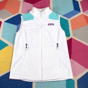 Vineyard Vines White Blue Fleece‎ Vest Jacket Size Small XS